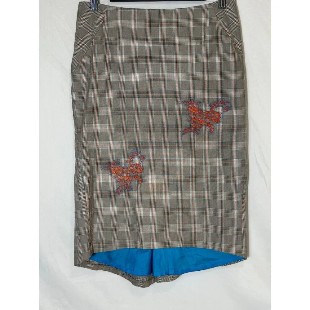 Lucca Blu Women's Herringbone Tweed Jacket/Skirt Set Lace Applique Size 4 Lined - Picture 2 of 11